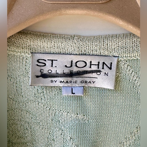 St. John Collection pale green cardigan, size L - Picture 6 of 10